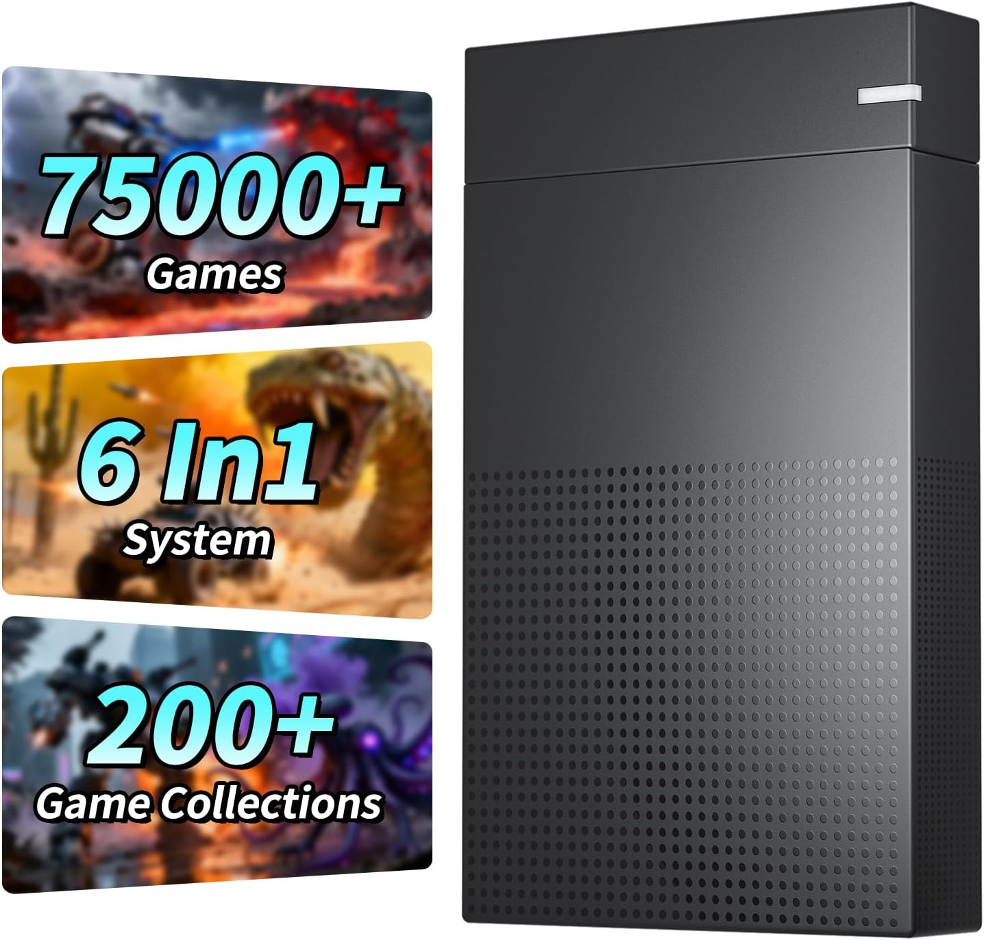 4TB Retro Game Hard Drive with 75000+ Games,6 In1System Retro Game Consoles， Com