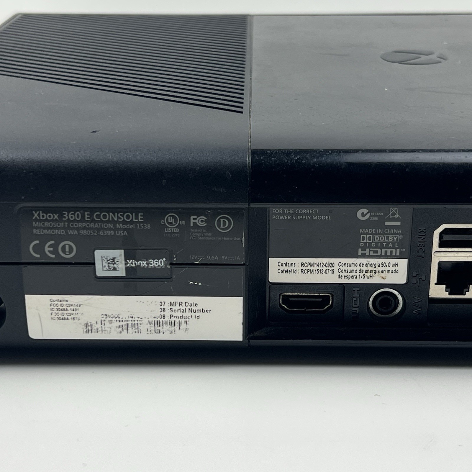 Microsoft Xbox 360 E 4GB Black Console Model 1538 | UNTESTED PARTS ONLY