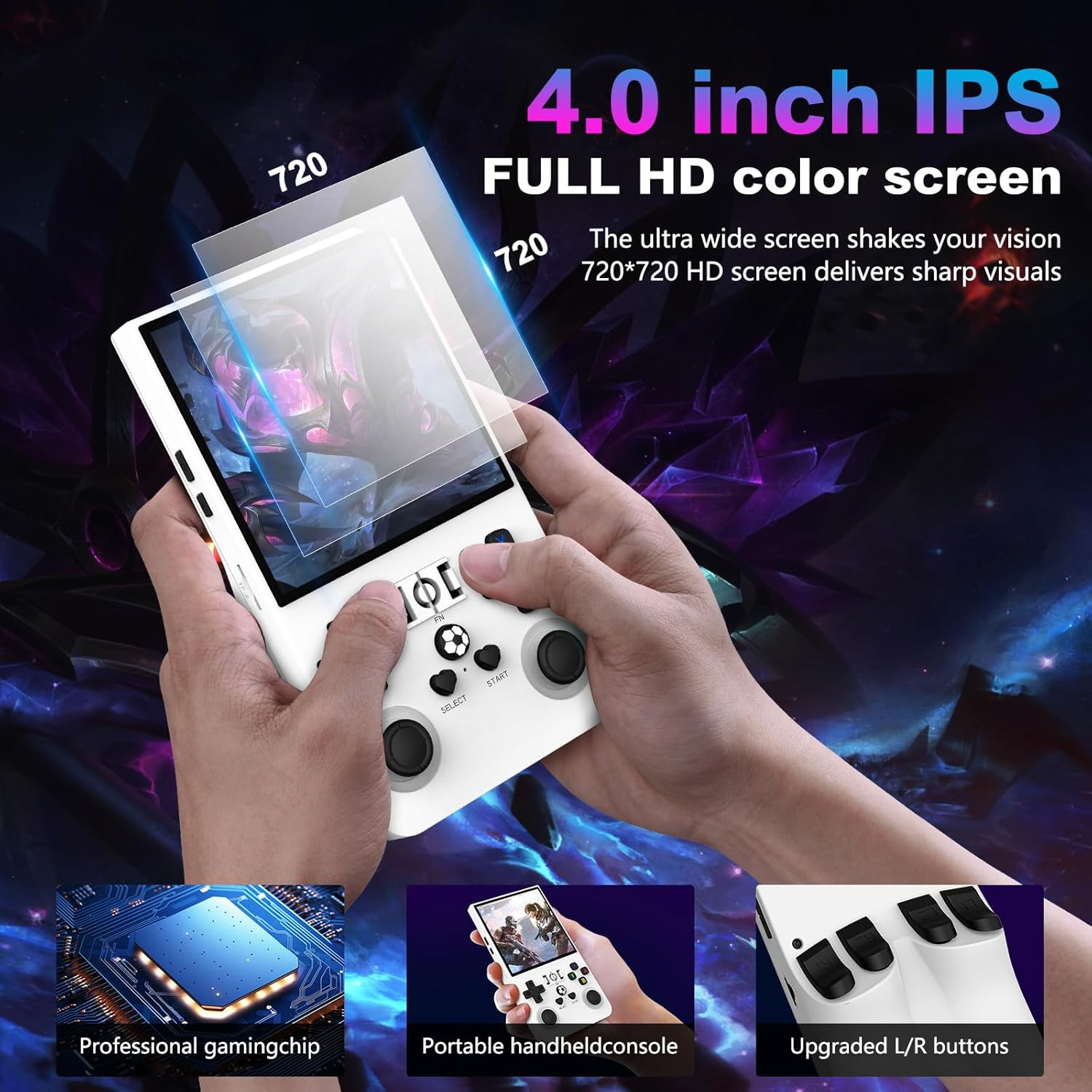 R36MAX Retro Handheld Game Console, 4.0 Inch 720X720 IPS Screen, 64GB Built-In 1