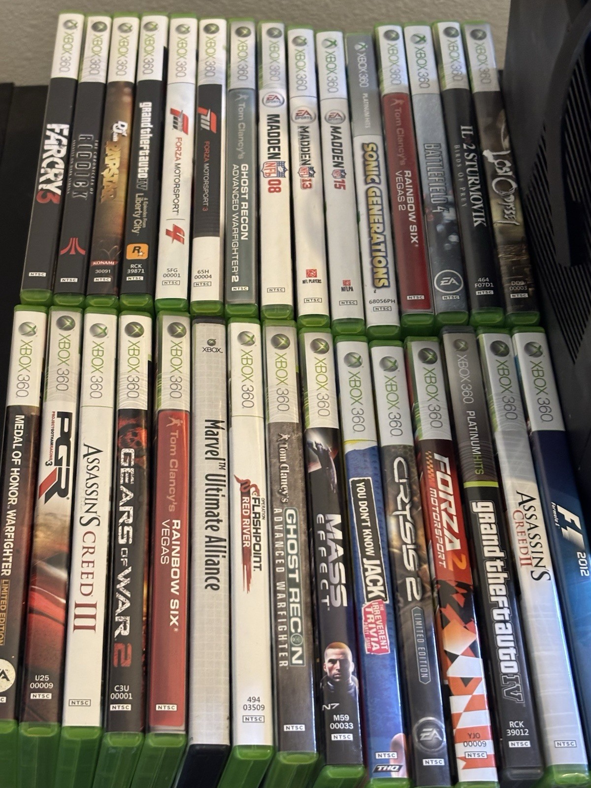 Xbox 360 Slim 250GB Console Bundle w/3 Controllers 30 Games Black TESTED