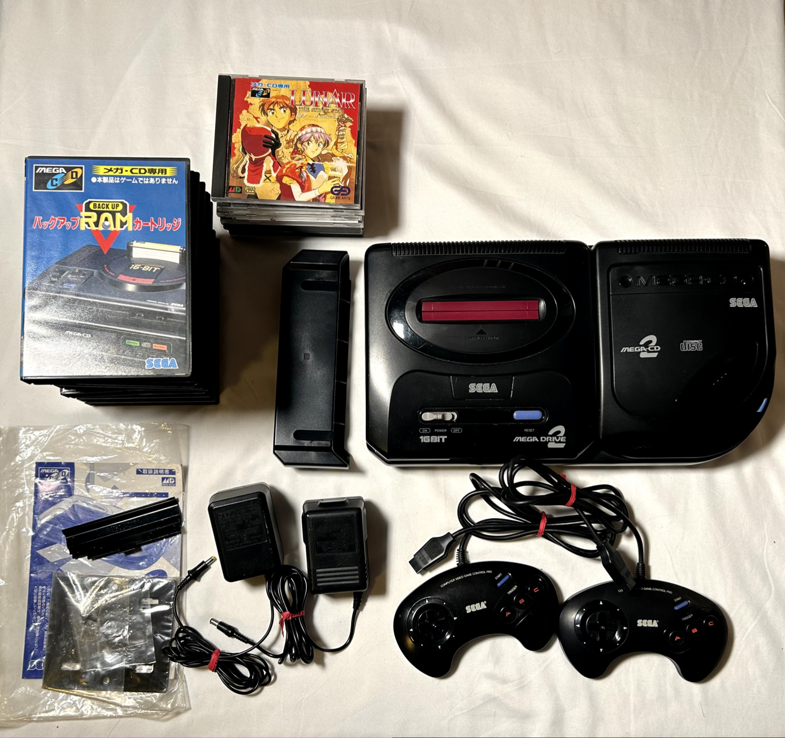 Sega Genesis Megadrive 2 and Mega CD Japanese version bundled with games