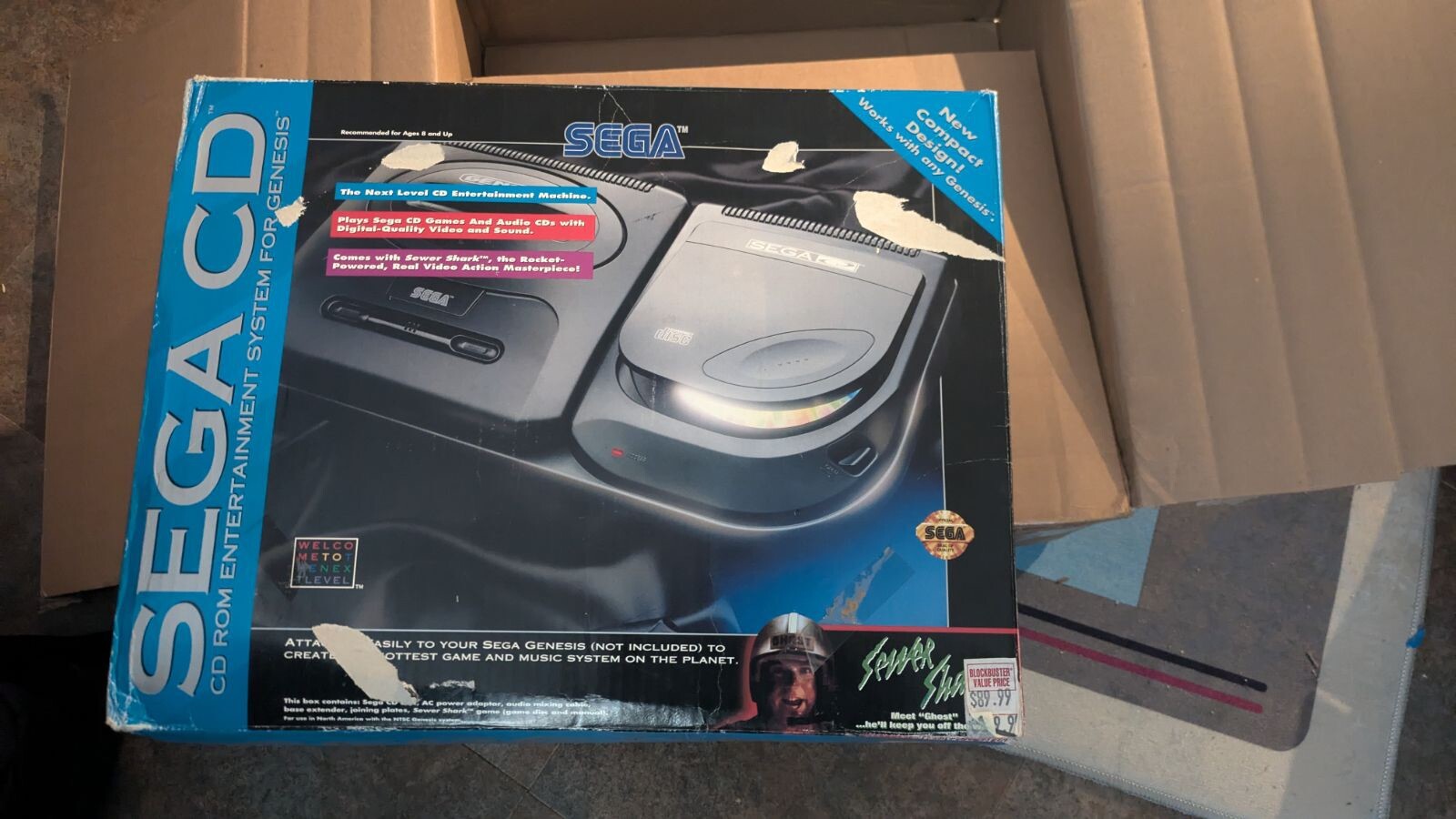 Sega CD Model 2 System Console w/ Box & Genesis Model 2 16-Bit Genesis Tested
