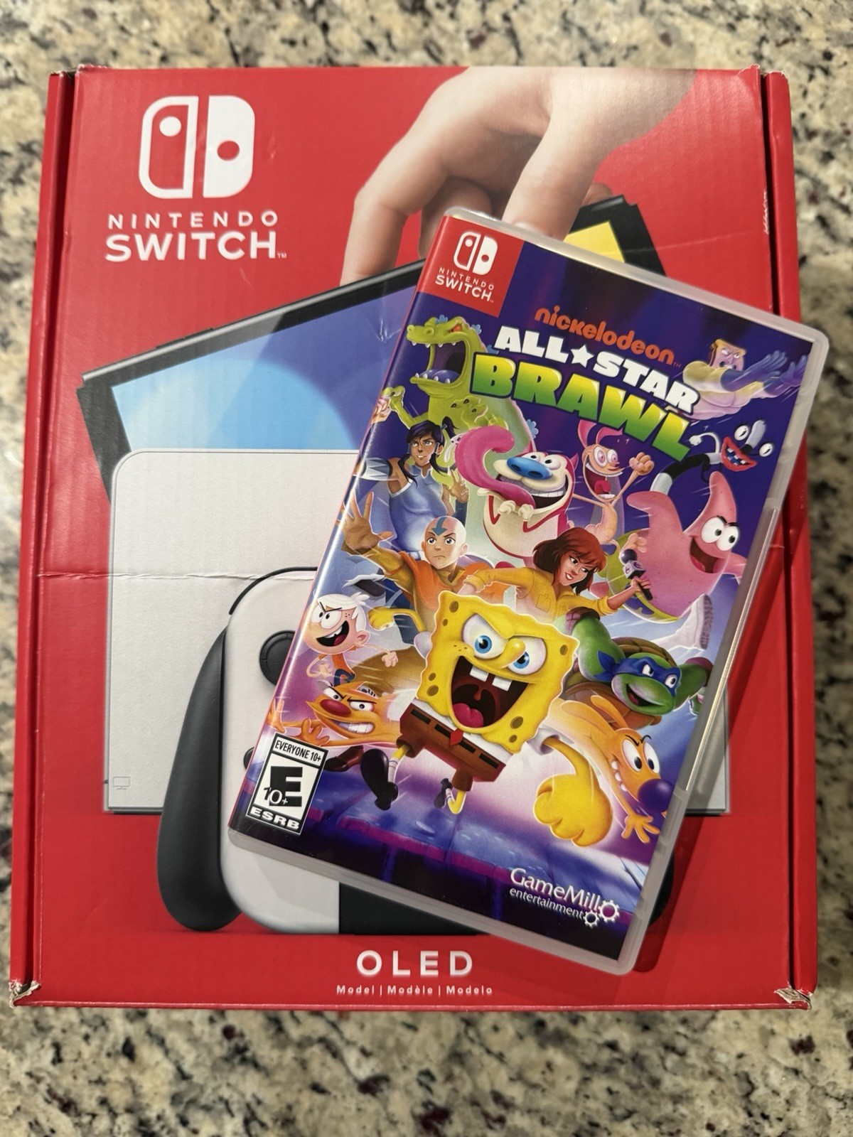Switch Oled Great Condition/SpongeBob Brawlers Game/ SD Card Included