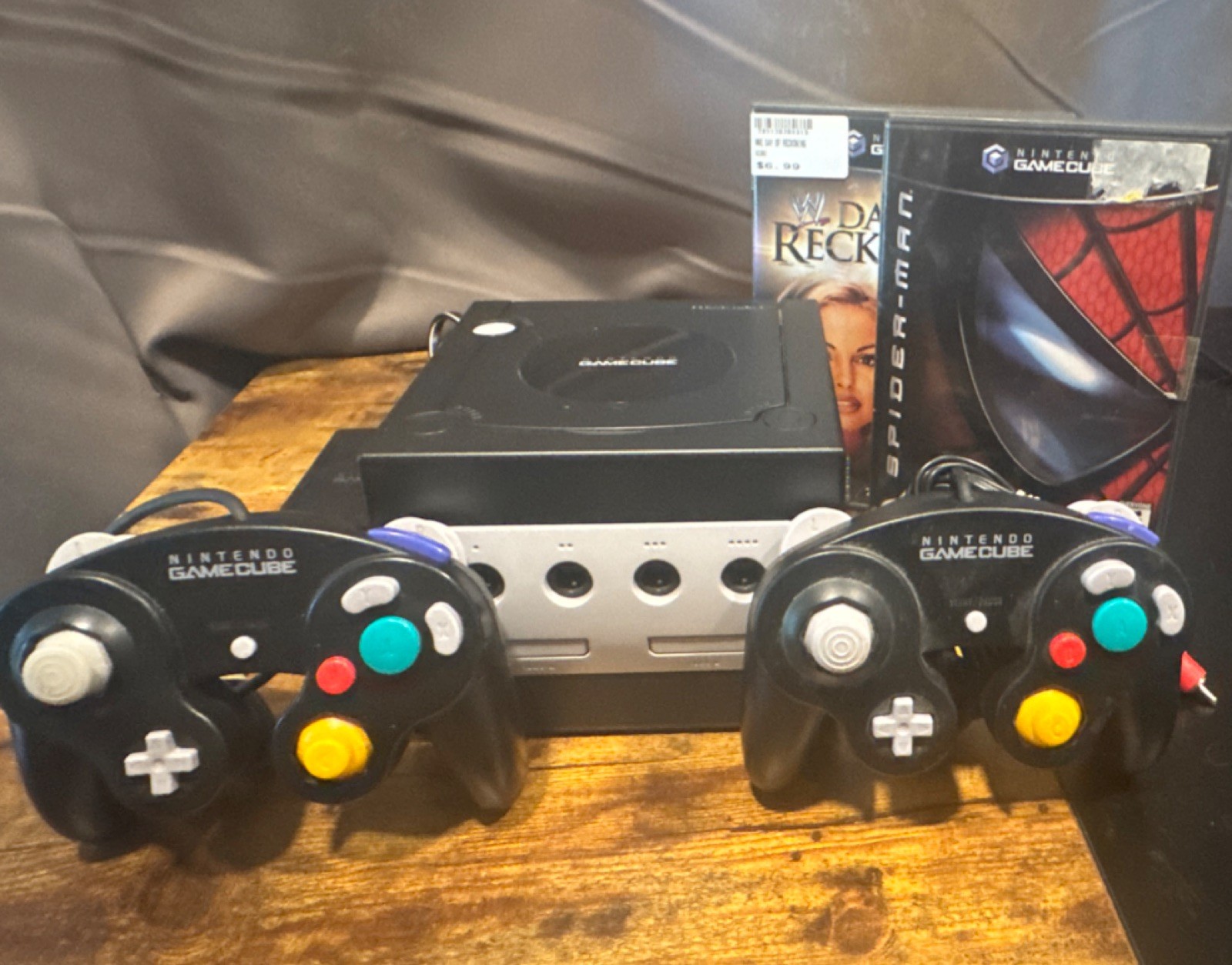 Nintendo GameCube DOL-101 Black/Silver Bundle 2 Controllers, Cables