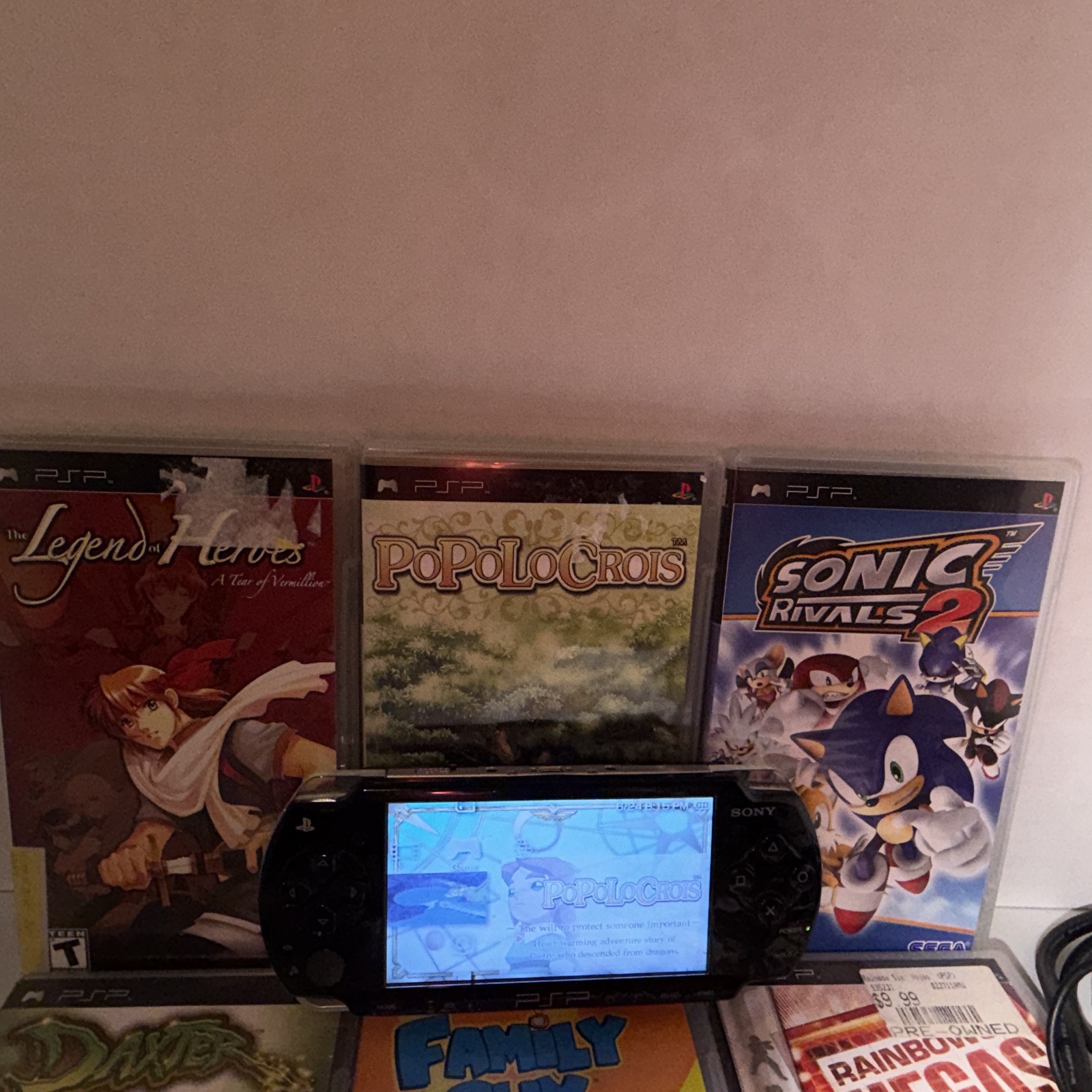 SONY PSP-2001 Black Console Bundle W/ Charger, New Battery, 6 Games – Tested!