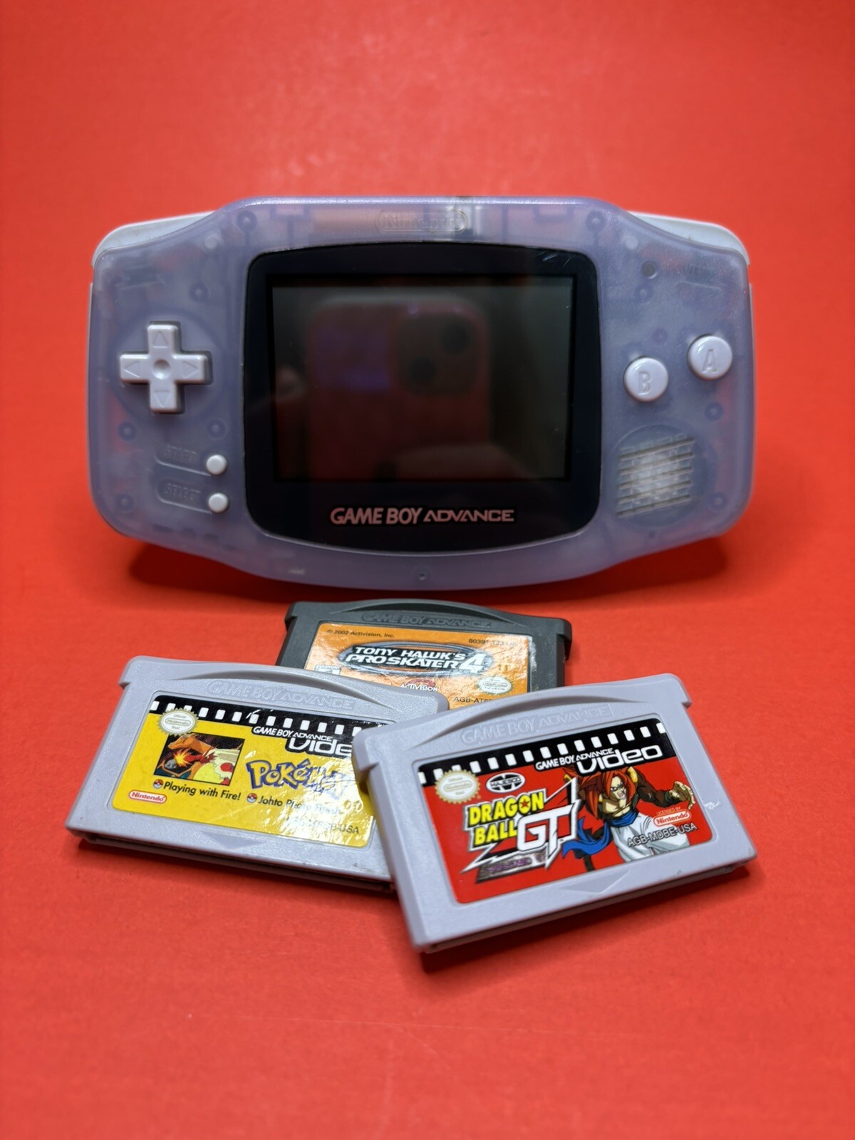 Nintendo AGB001 Game Boy Advance Handheld System Glacier Blue Bundle W/ Games +