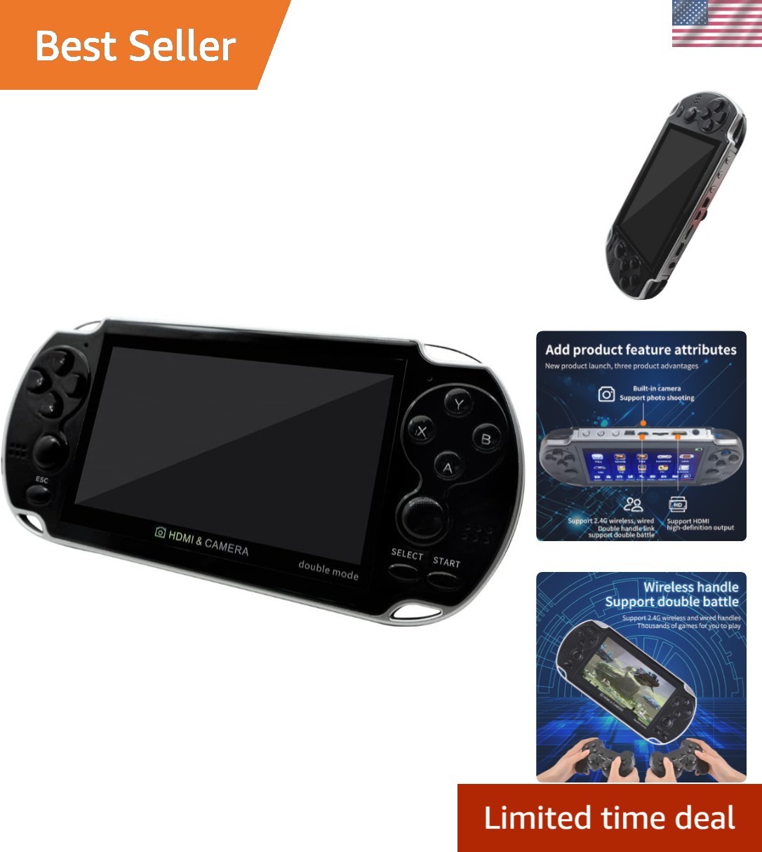 Compact 4.3″ X7 Plus Game Console – 10000 Classic Games & Dual Player Support