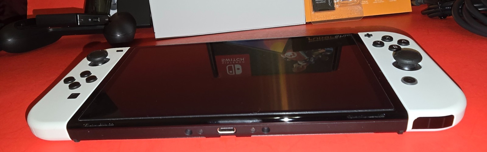 Nintendo Switch OLED Handheld Console White (64GB) Bundle w/Case, SD Card *READ