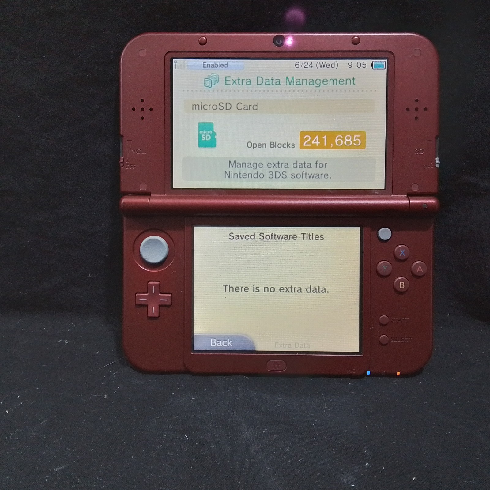 Red/Ruby New Nintendo 3DS XL Handheld System +Charger +Stylus +32GB SD Card Test