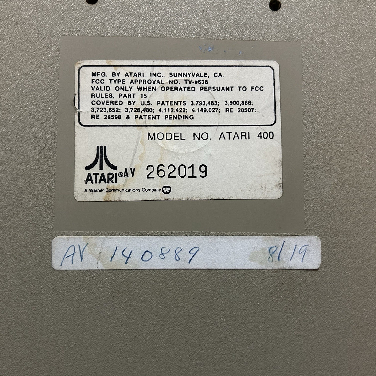 FOR PARTS/REPAIR Atari 400 Computer Console w/ Power Supply UNTESTED Powers On