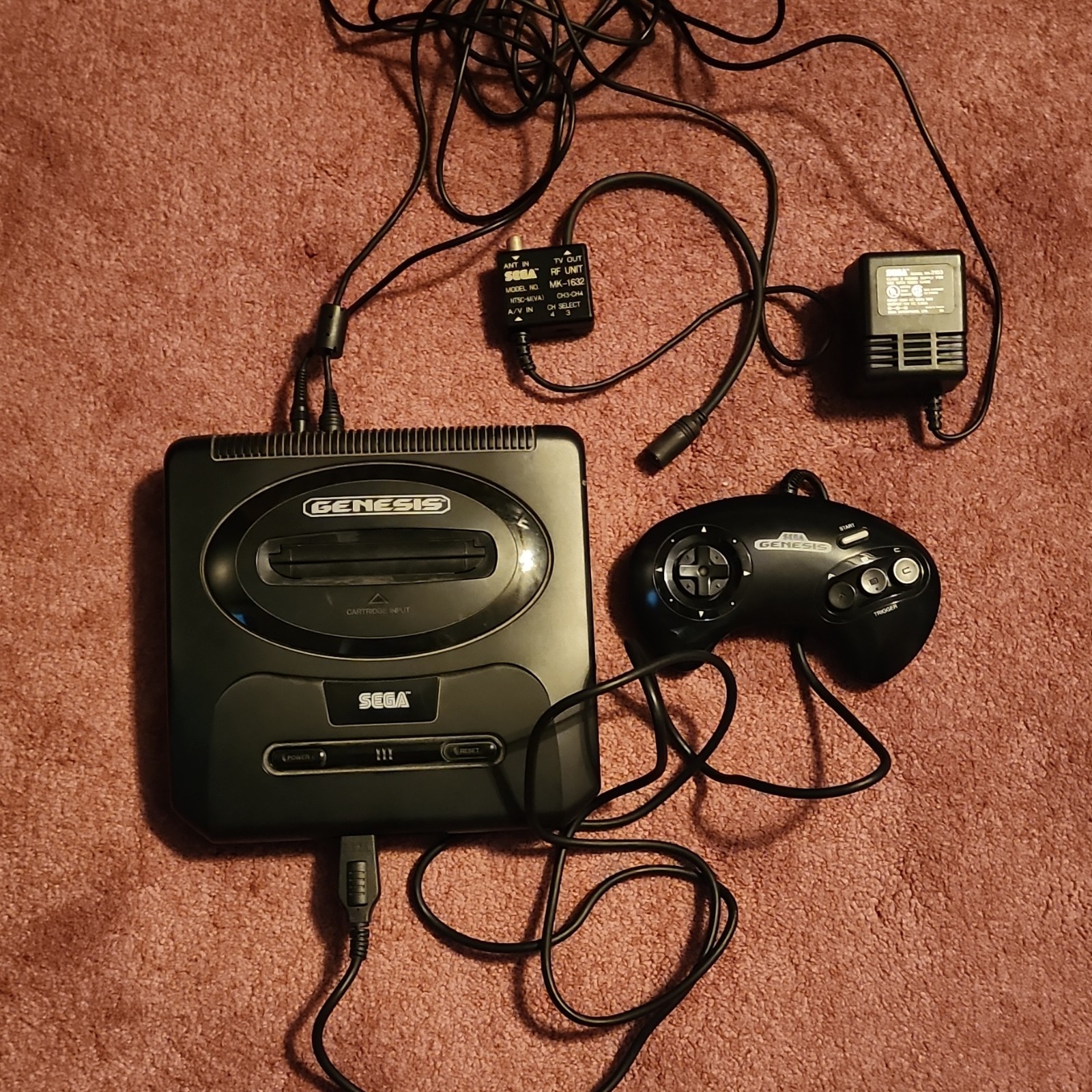 SEGA Genesis Model 3 Black Console NTSC-U/C w/ Controller Power Supply RF