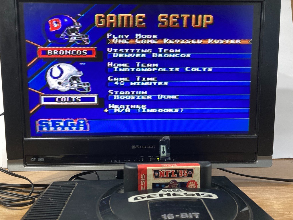 Sega Genesis Console 16-Bit – (1601) BUNDLE w/Controller Genistick Cords 7 Games