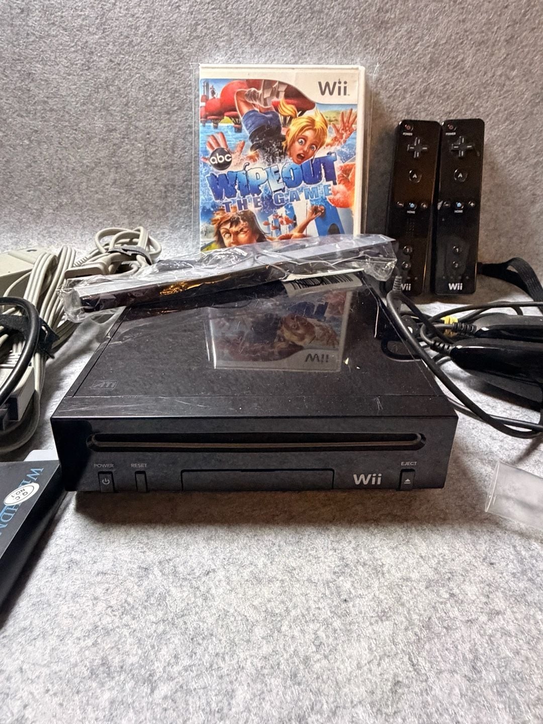 Nintendo Wii Black Console Bundle with 2 Remotes, and Wipeout The Game