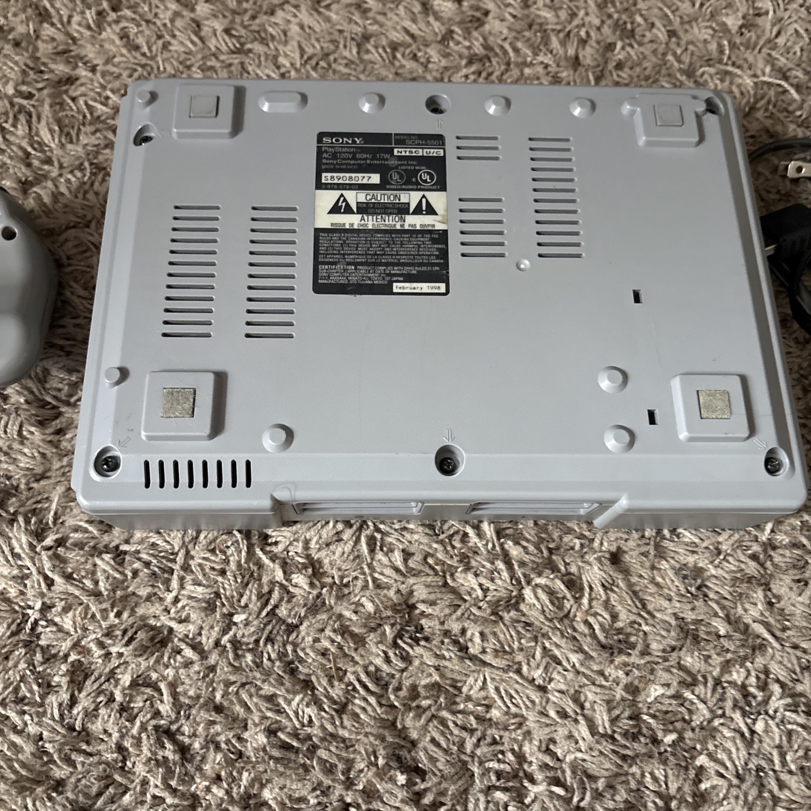 Sony PlayStation 1 Gray Console controller And Cords SCPH-5501 -Tested + Working