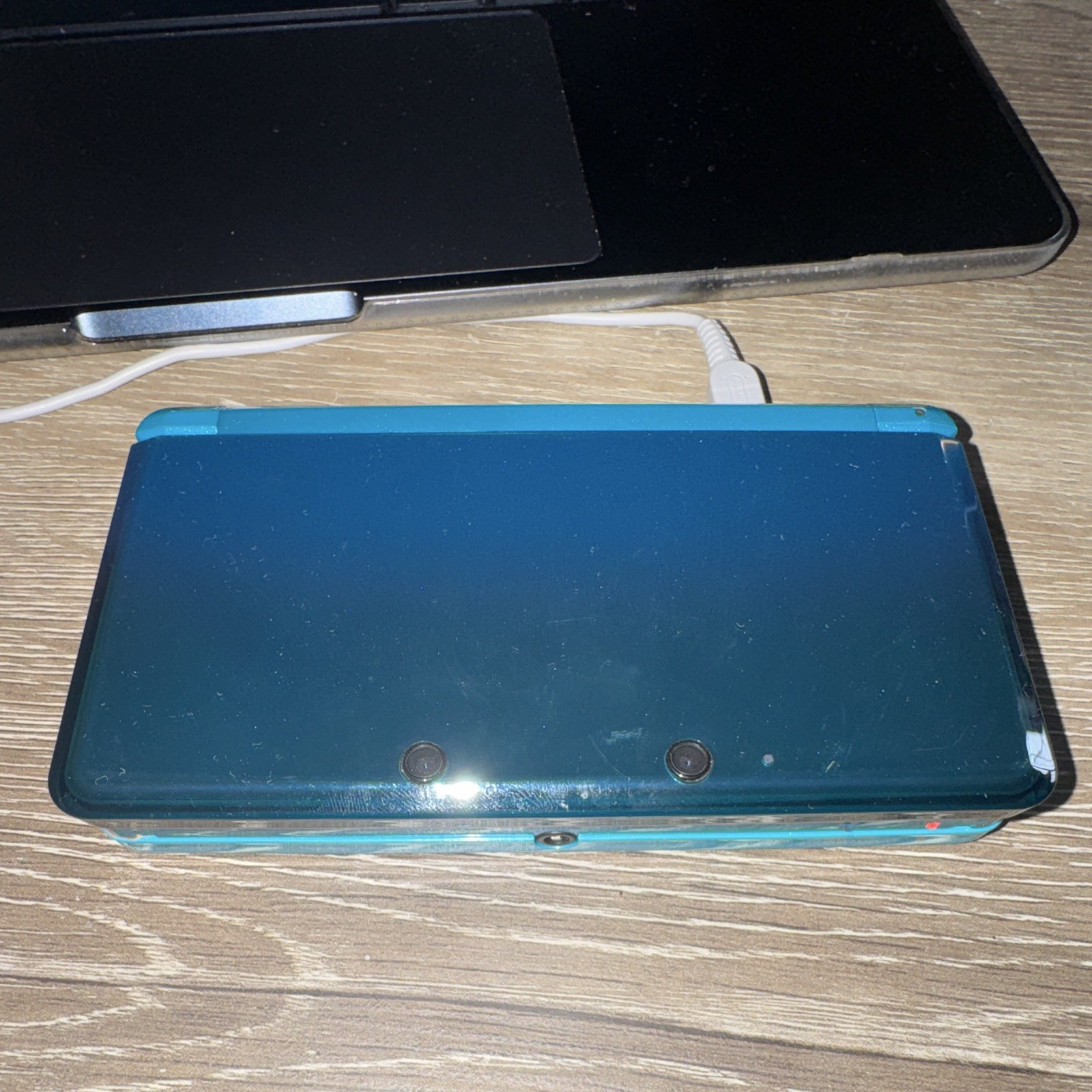 Nintendo 3DS Aqua Blue Console CTR-001 Bundle Charger Dock 4 Stylus & AR Cards