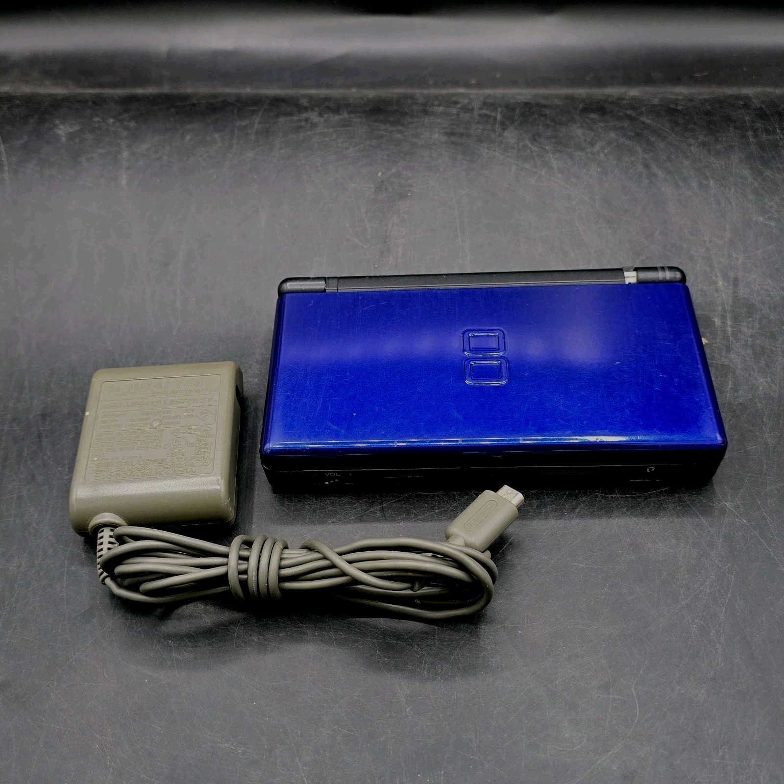 Nintendo DS Lite Handheld System Cobalt Blue Black Broken Hinges TESTED WORKS