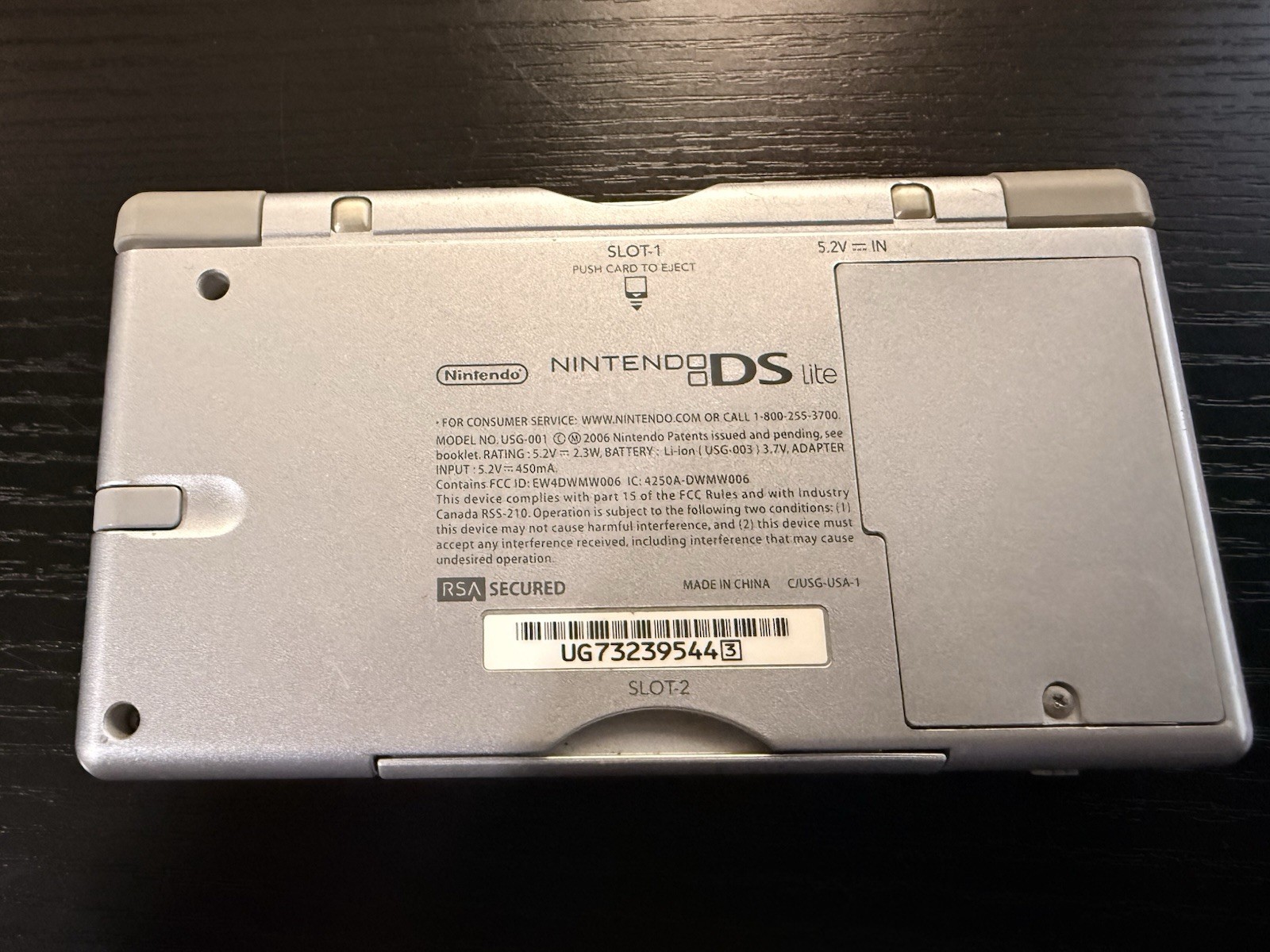 Nintendo DS Lite Silver Handheld Console USG-001 Tested Works Great -No Charger