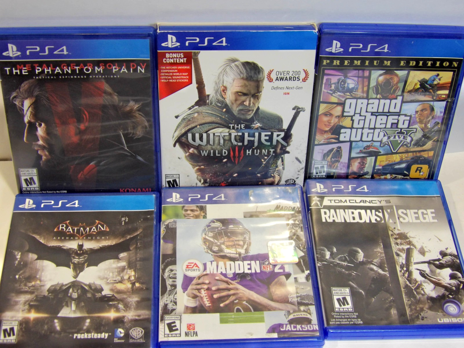 Sony PS4 Slim 500GB Console Bundle OEM Controller + 6 Games Tested & Working