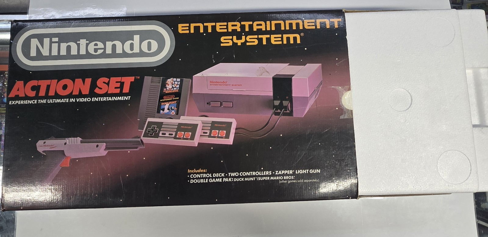 Nintendo NES Action Set Home Console BOX ONLY With STYROFOAM