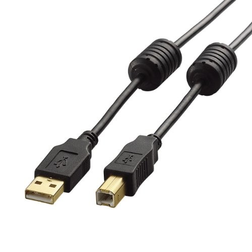 ELECOM USB Cable [B] USB 2.0 USB A Male to USB B Male with Ferrite Core 3m Black
