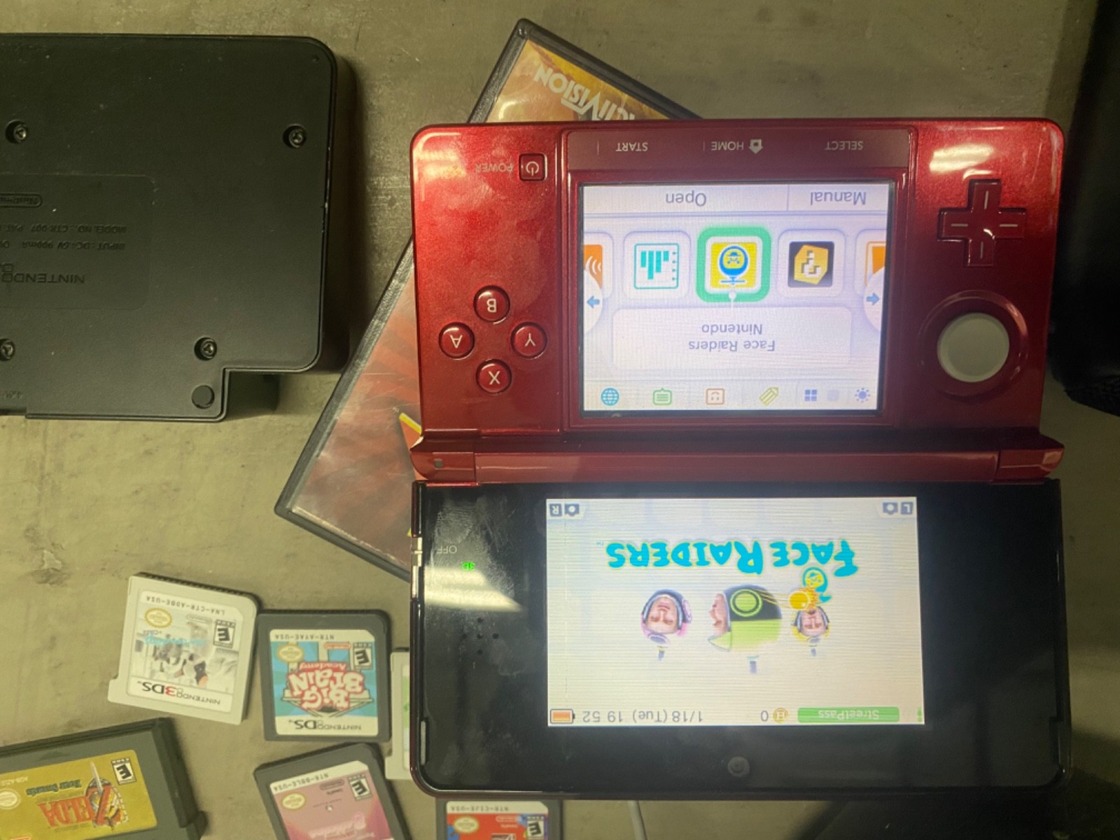 Nintendo With Two Cases & Car/ Regular Charger