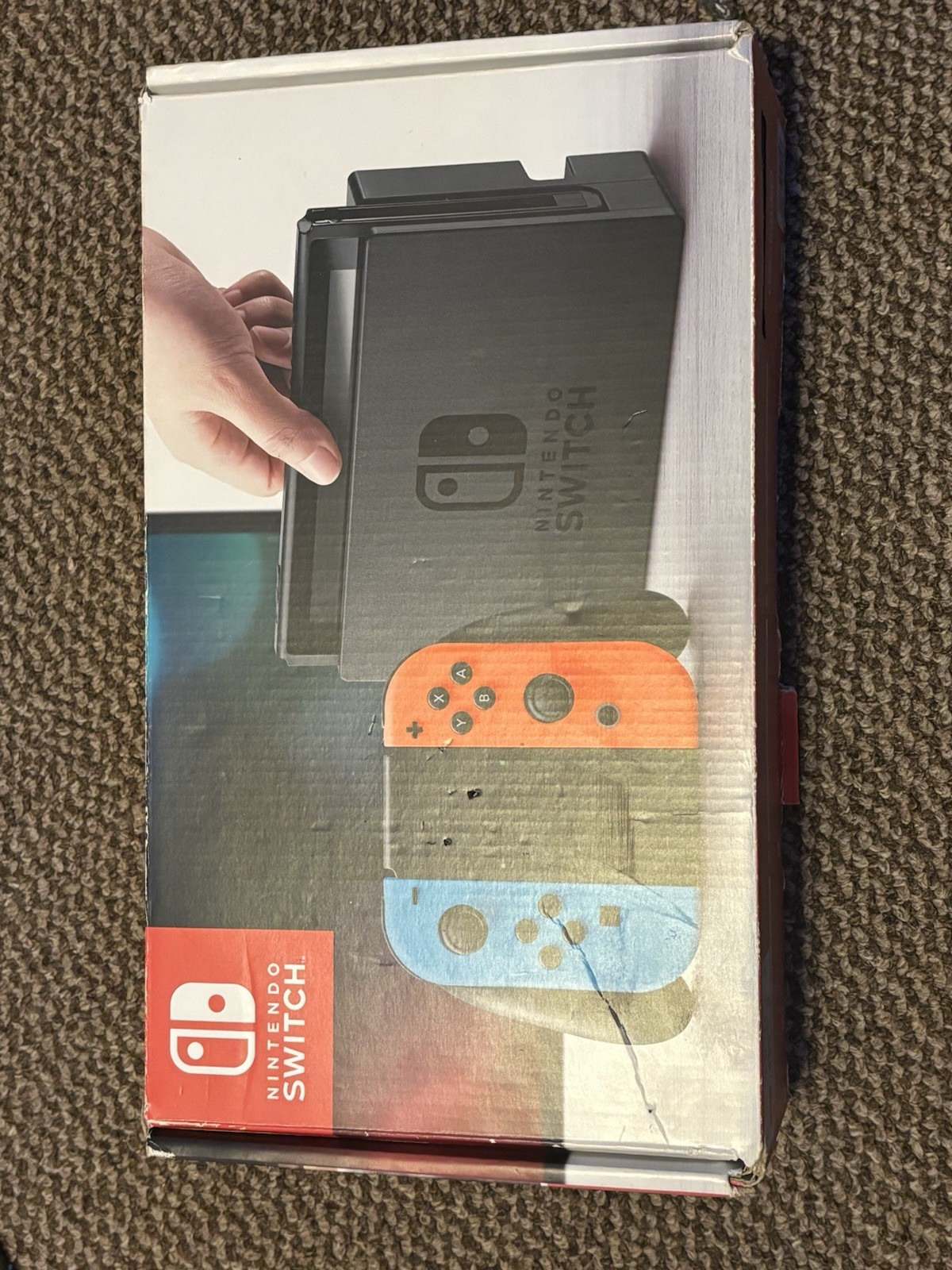Nintendo Switch Gray Console w/ Dock Red/Blue Joy-Con, Adapter, Box