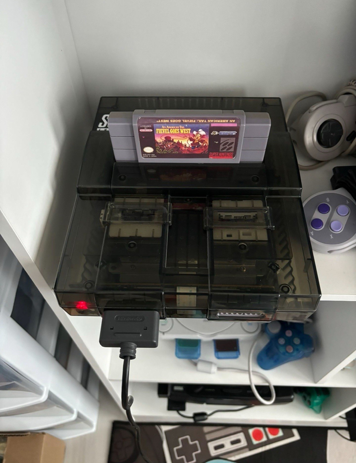 Black Transparent Custom SNES Super Nintendo With Hey Punk Are You Tuff E Nuff