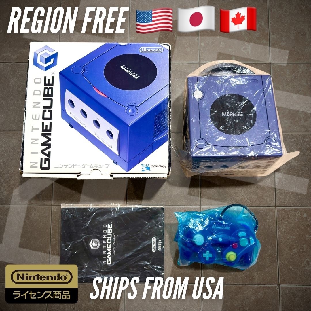 Nintendo GameCube Console Indigo COMPLETE in Box CIB System Nice Clean Purple