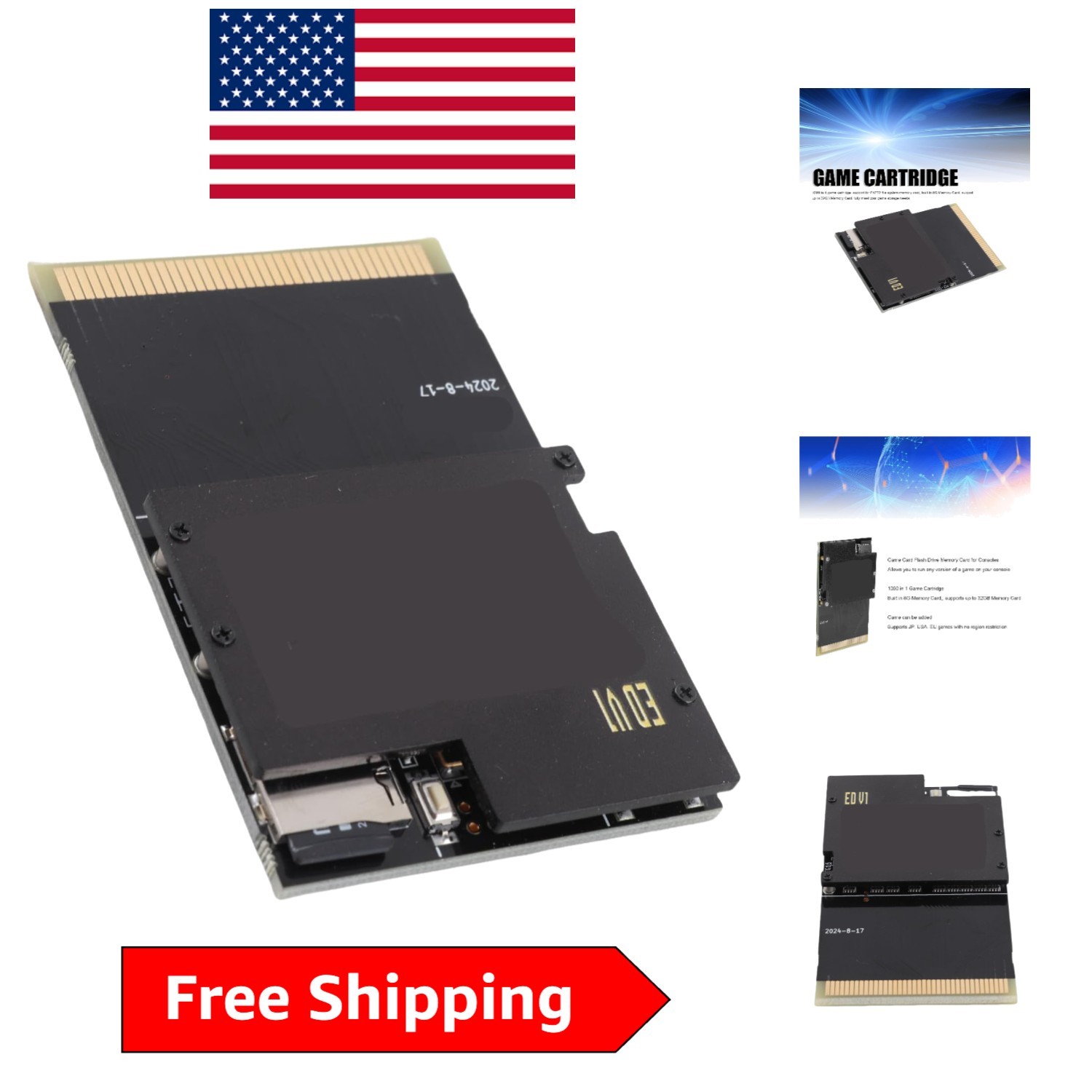 Black Gold GrafX 1000 in 1 Game Cartridge for Retro Consoles – 8GB, Expandable