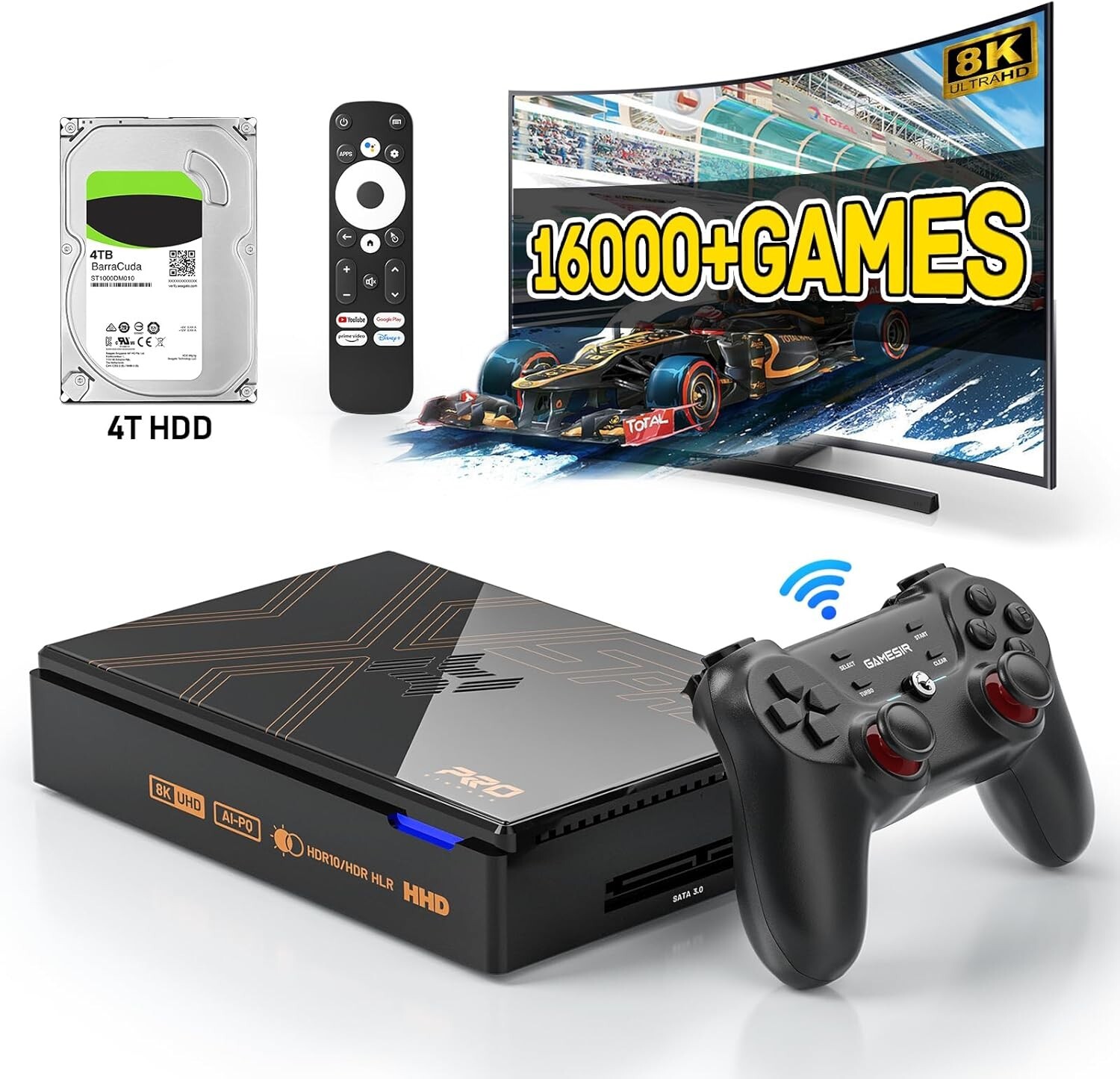 Super Console X5 PRO Retro Game Console with 4TB 16000+Games,