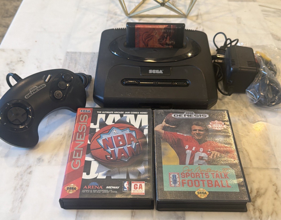 Sega Genesis Model 2 Console System Bundle Cords Controller Lion King, NBA JAM