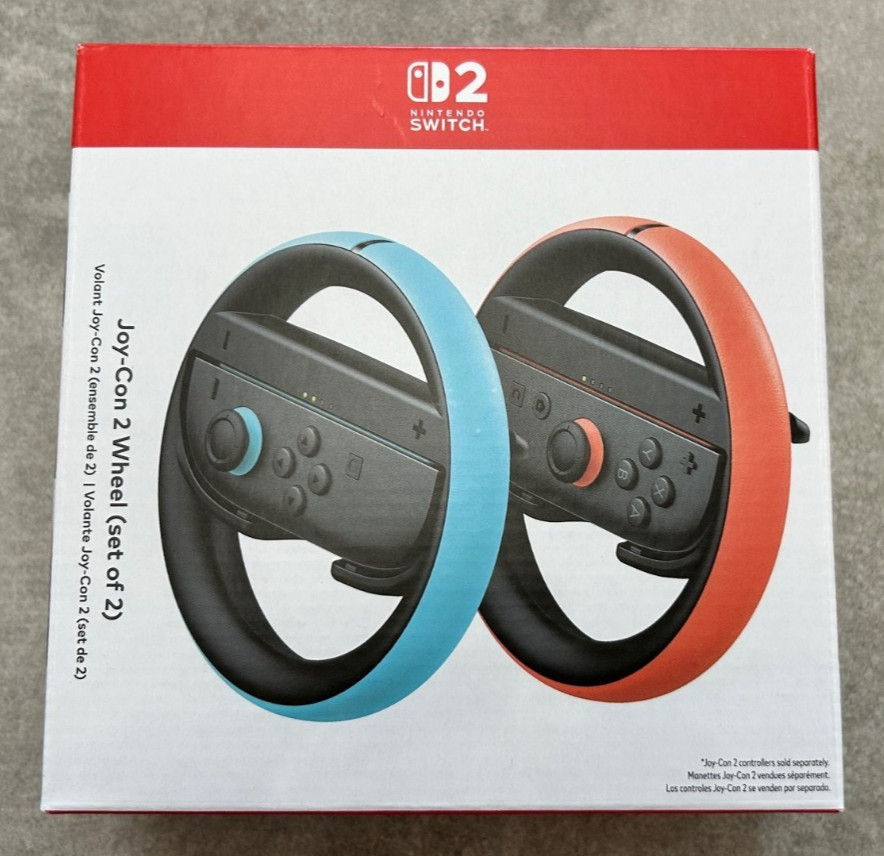 New! Nintendo Switch 2 Console + Mario Kart World + 256GB + Joy Con 2 Wheels