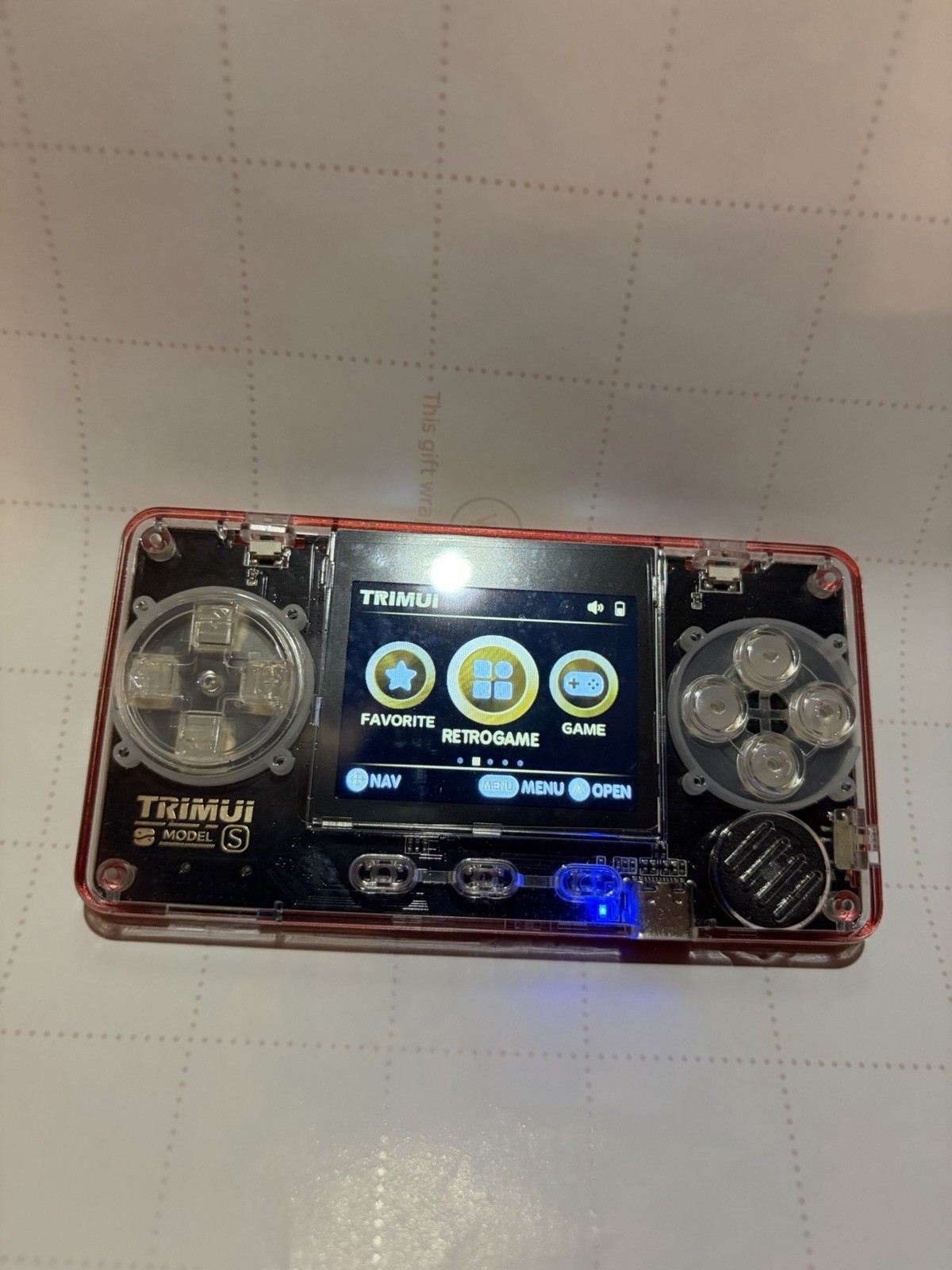 Red Trimui Model S, Thin Handheld Game Console, Does Not Come With Games Or SD