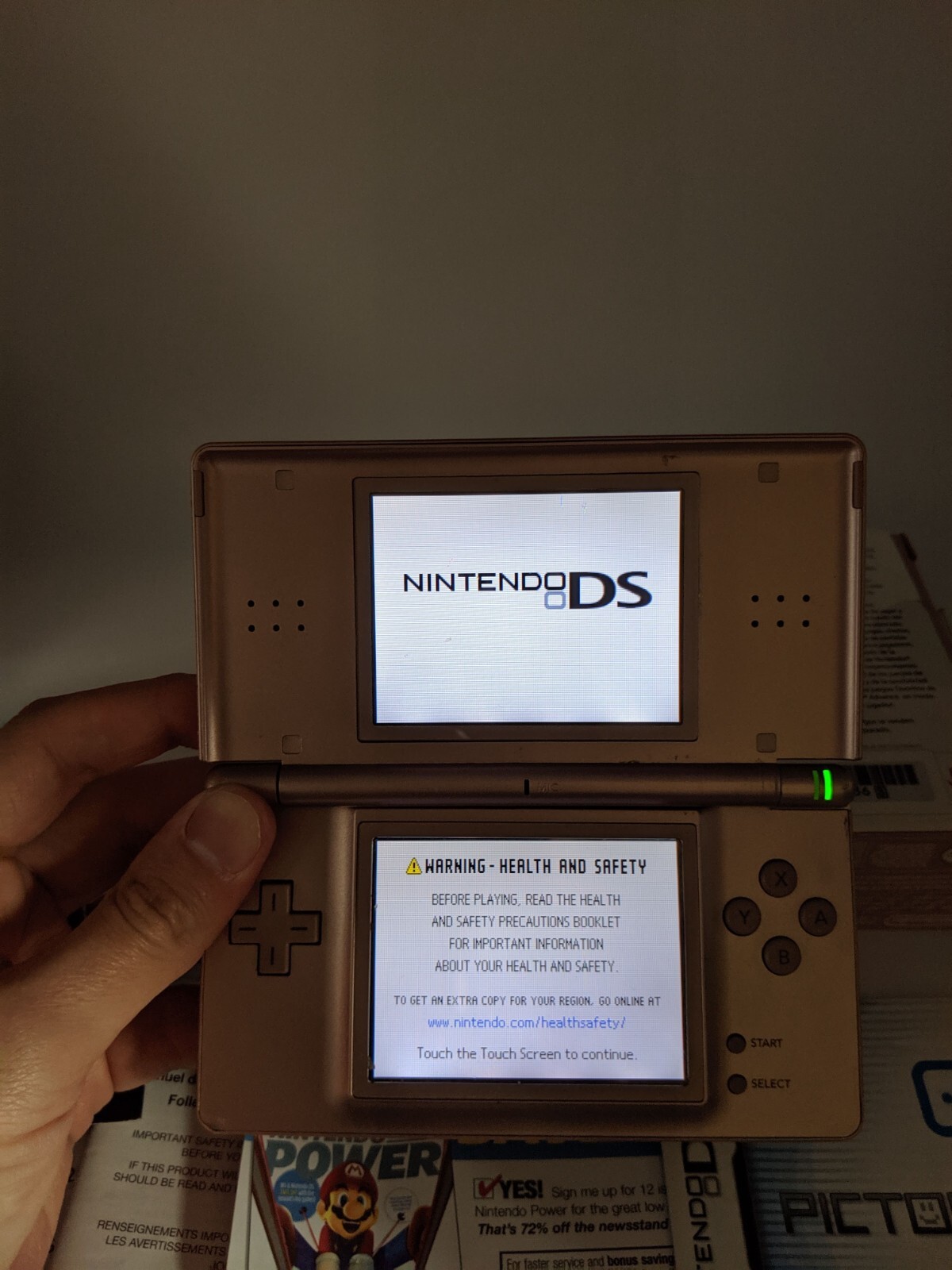 Nintendo DS Lite Metallic Rose (CRACKED HINGE) MATCHING SERIAL #’S