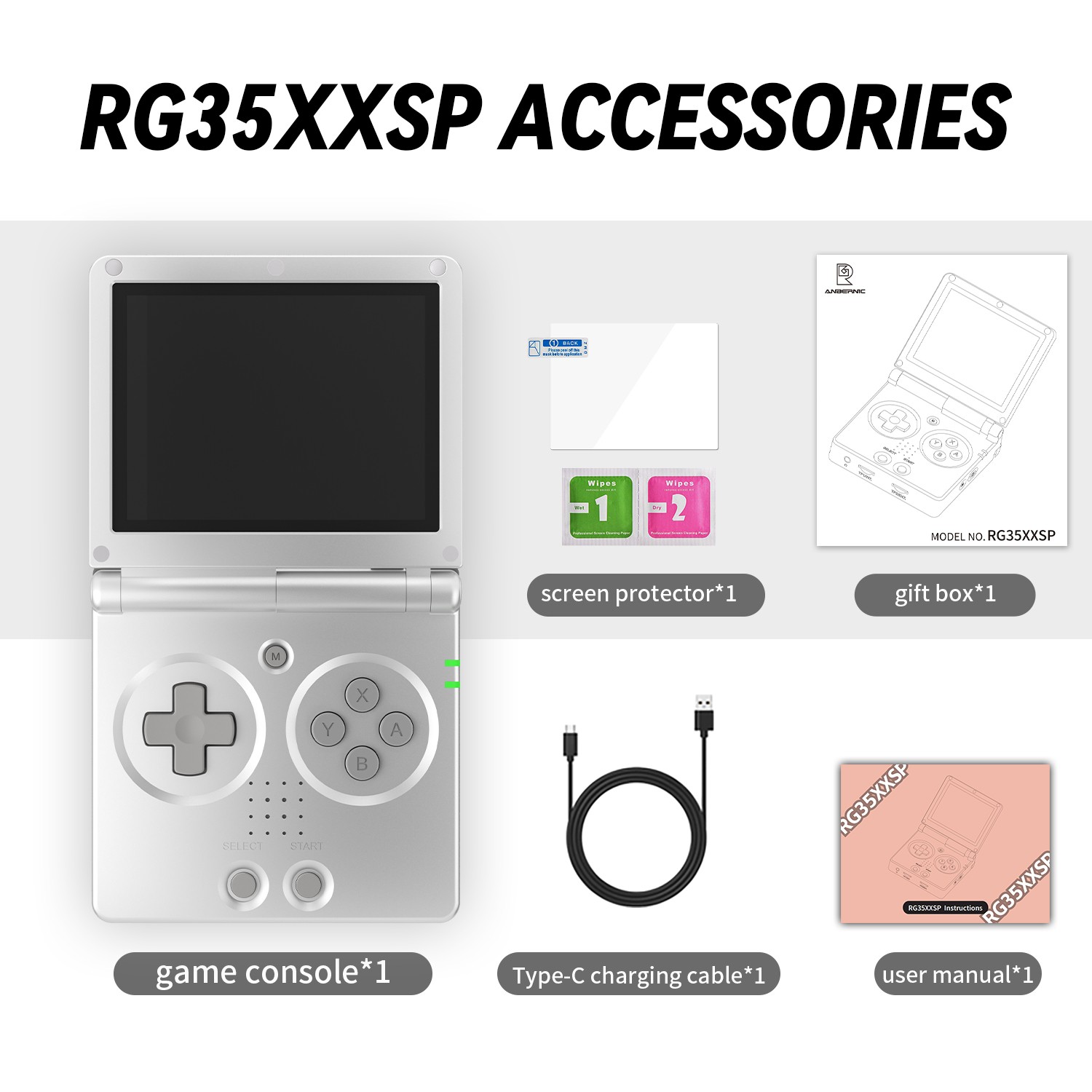ANBERNIC RG35XXSP Handheld Retro Game Console 3.5′ IPS Screen 64G 4K+Games Gifts