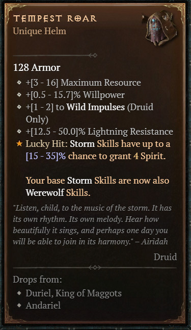 DIABLO 4🔥NEW SEASON🔥‍‍‍‍‍‍Unique Items‍ ‍‍‍‍‍‍‍‍‍‍‍‍‍‍‍‍‍‍Tempest Roar