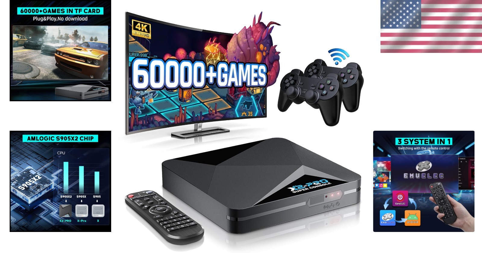 Powerful All-in-One Retro Console: 65,000+ Games & 60+ Emulator Compatibility-~
