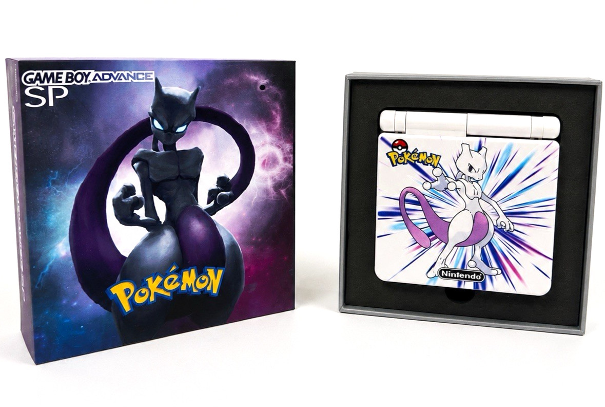 Nintendo Game Boy Advance SP IPS OSD Custom Pokemon Mewtwo With Box