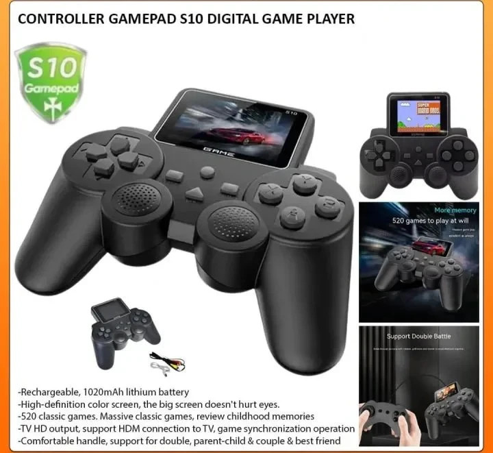 S10 MINI VIDEO GAME CONSOLE – 520 GAMES, DUAL CONTROLLER, AV OUTPUT