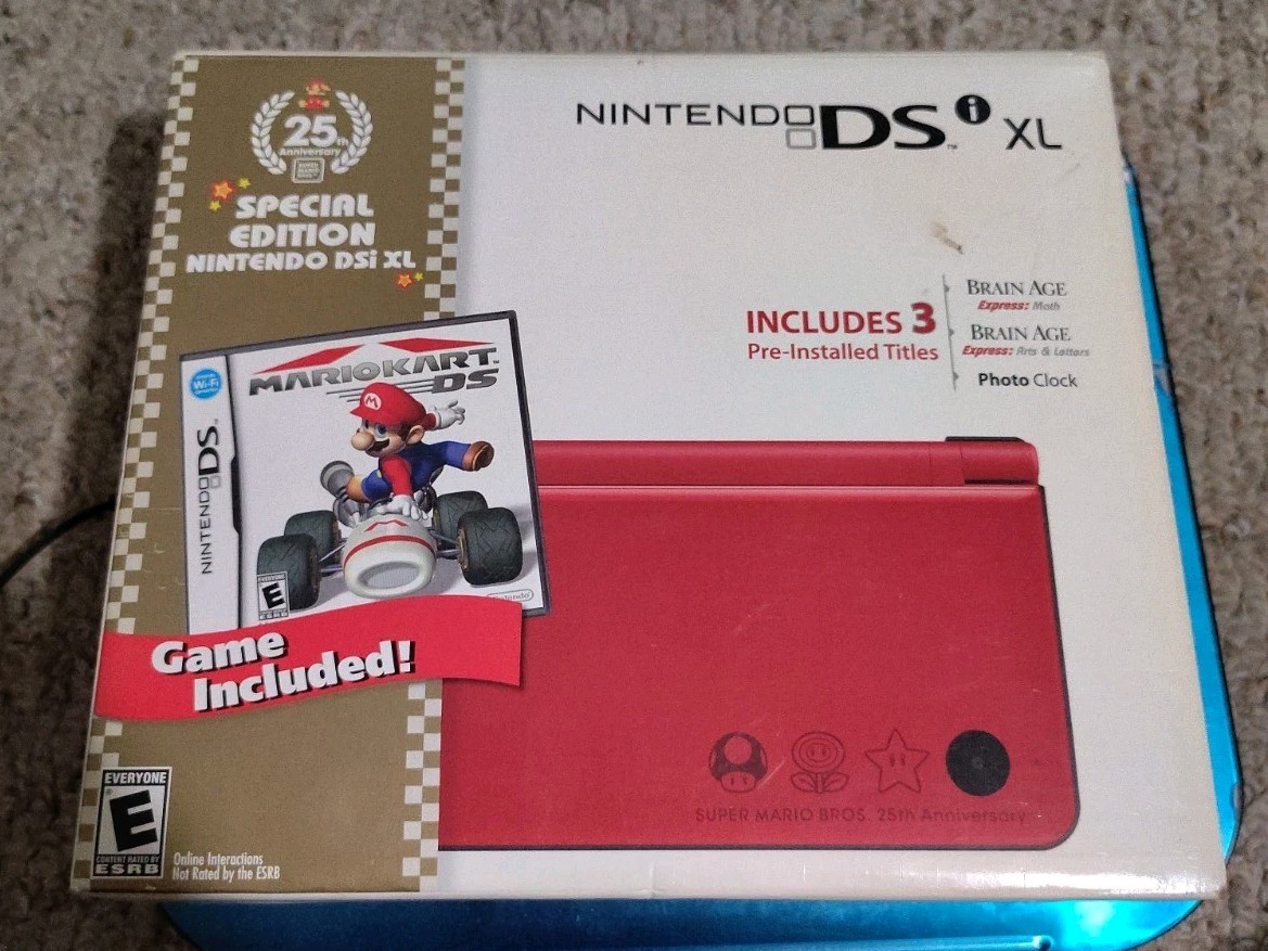 Nintendo DSi XL 25th Anniversary Edition Mario Kart Red Handheld Box Only