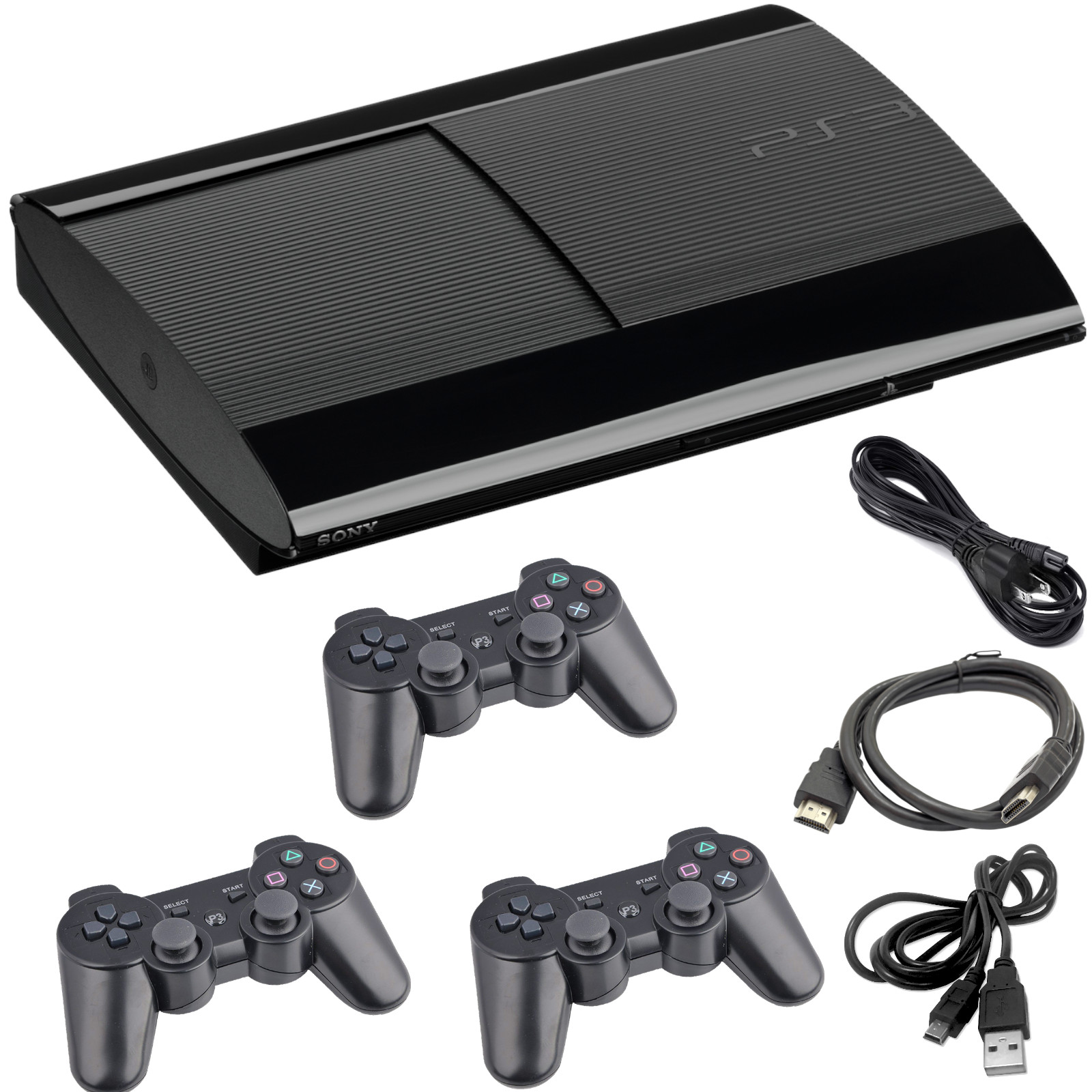 Sony PS3 PlayStation 3 PS3 Console – Black Super Slim 1 Year Warranty
