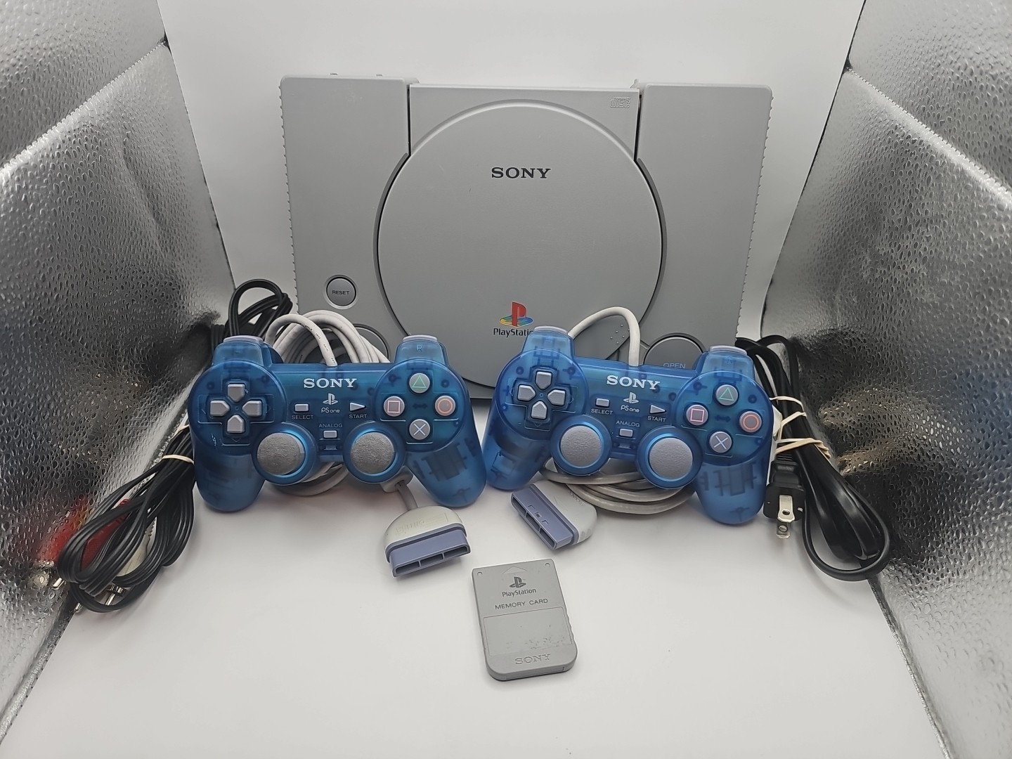 Sony PlayStation Launch Edition Gray Console – W/ 2 Blue Oem Analog Controllers!