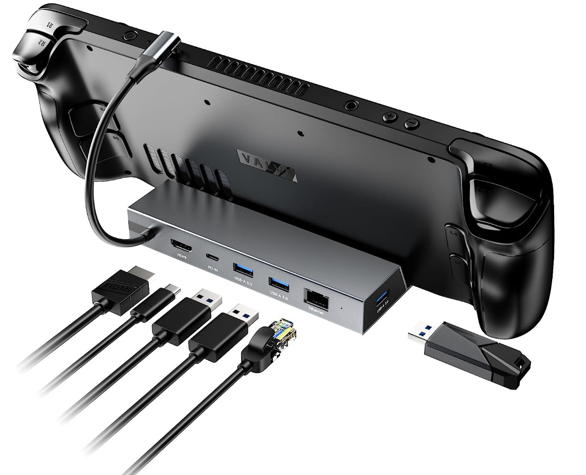 Steam Deck Dock 6-in-1 Steam Deck Docking Station Charger Dock HDMI 1000Mbps
