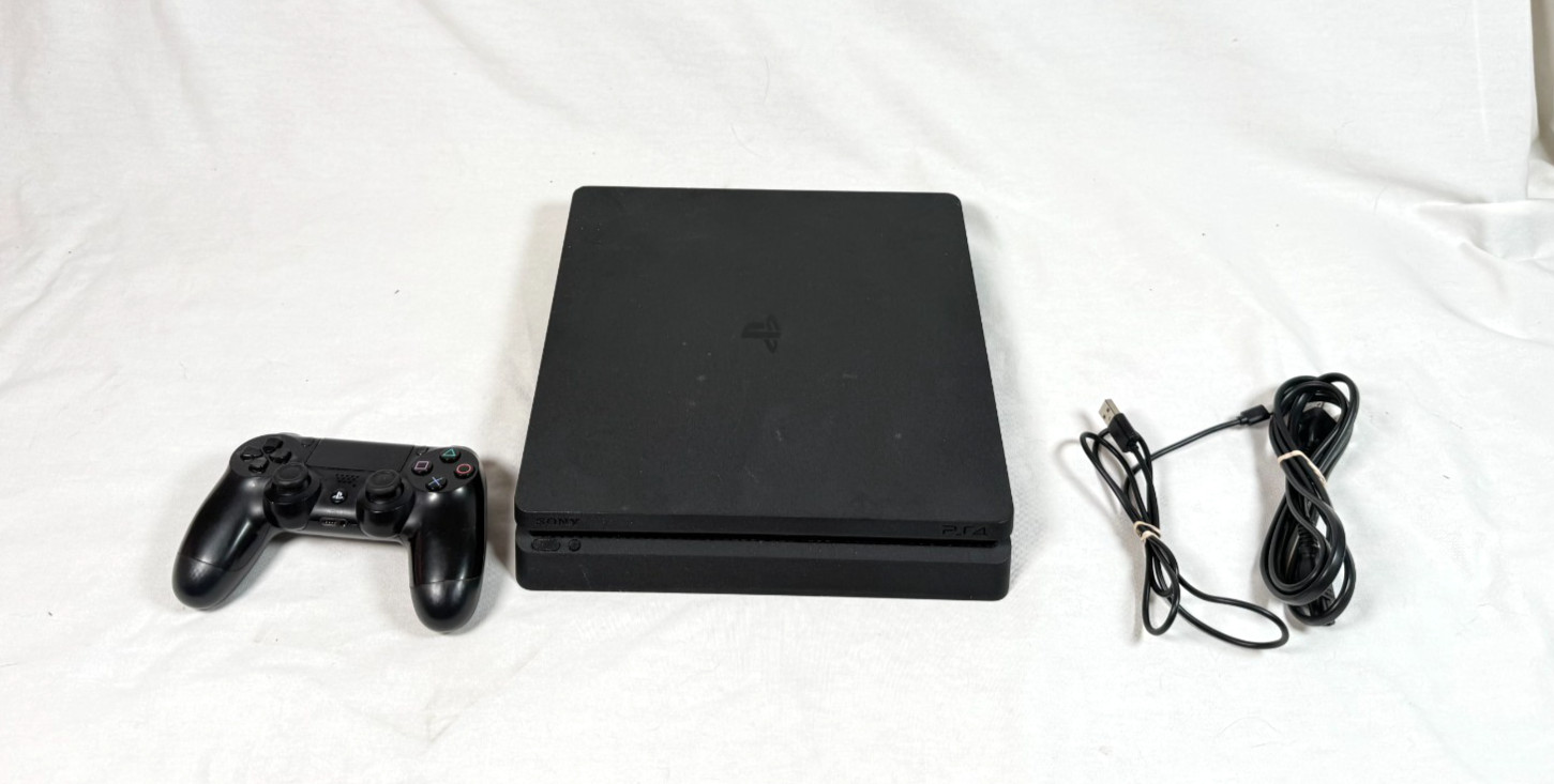 Sony PlayStation 4 Slim Original Black 500GB CUH-2015A Controller Cables (Works)