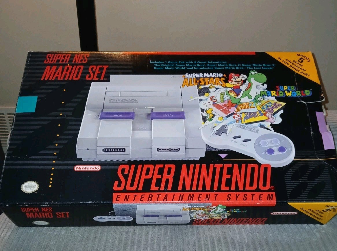 Super NES Nintendo Mario Allstars World Set SNES System Rare BOX ONLY READ