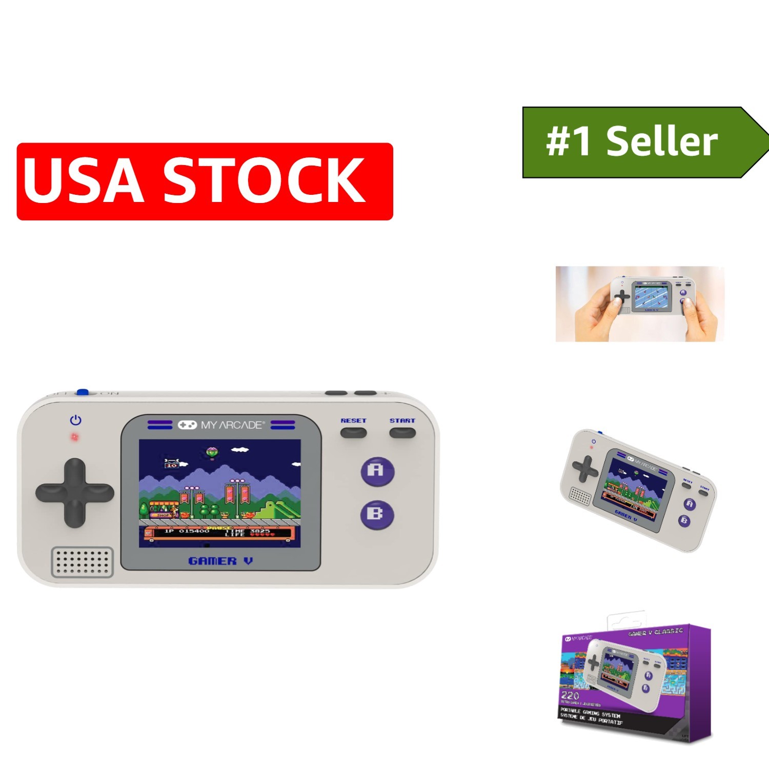 Experience Gaming Anytime with Gamer V Classic Purple: 220 Games & LCD Display