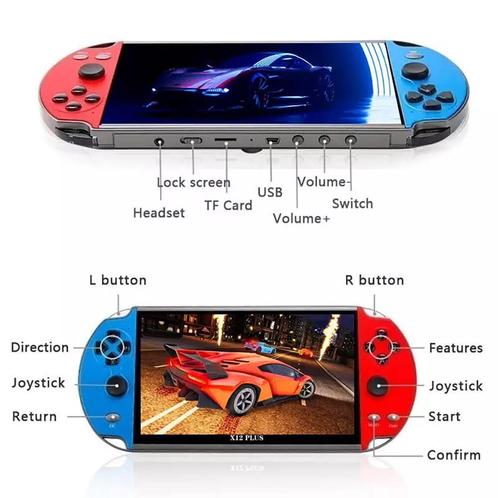 7″ X12 Plus Handheld Game Console HD Screen Retro Video Built-in 10000 Games VX