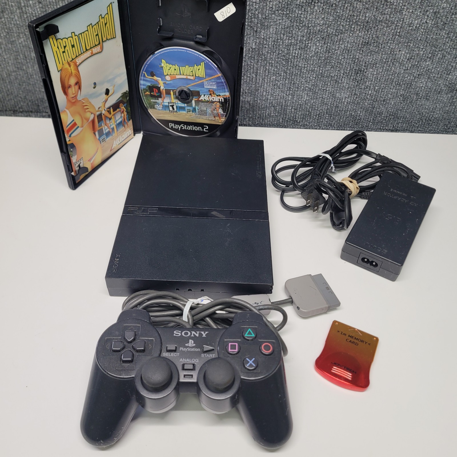 Sony PlayStation 2 Slim Black PS2 SCPH-75001 Tested Memory Card Game Controller