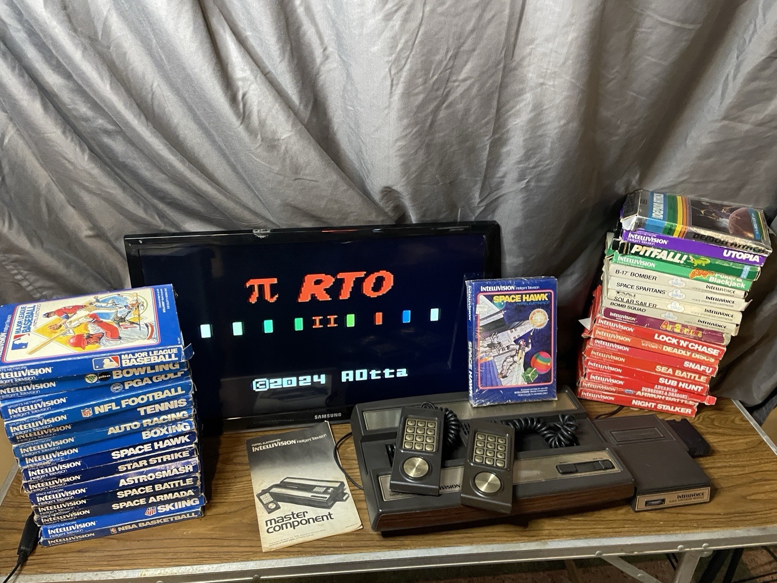 Intellivision Game Console Composite Mod + 32 CIB Games, Multicart, Intellivoice