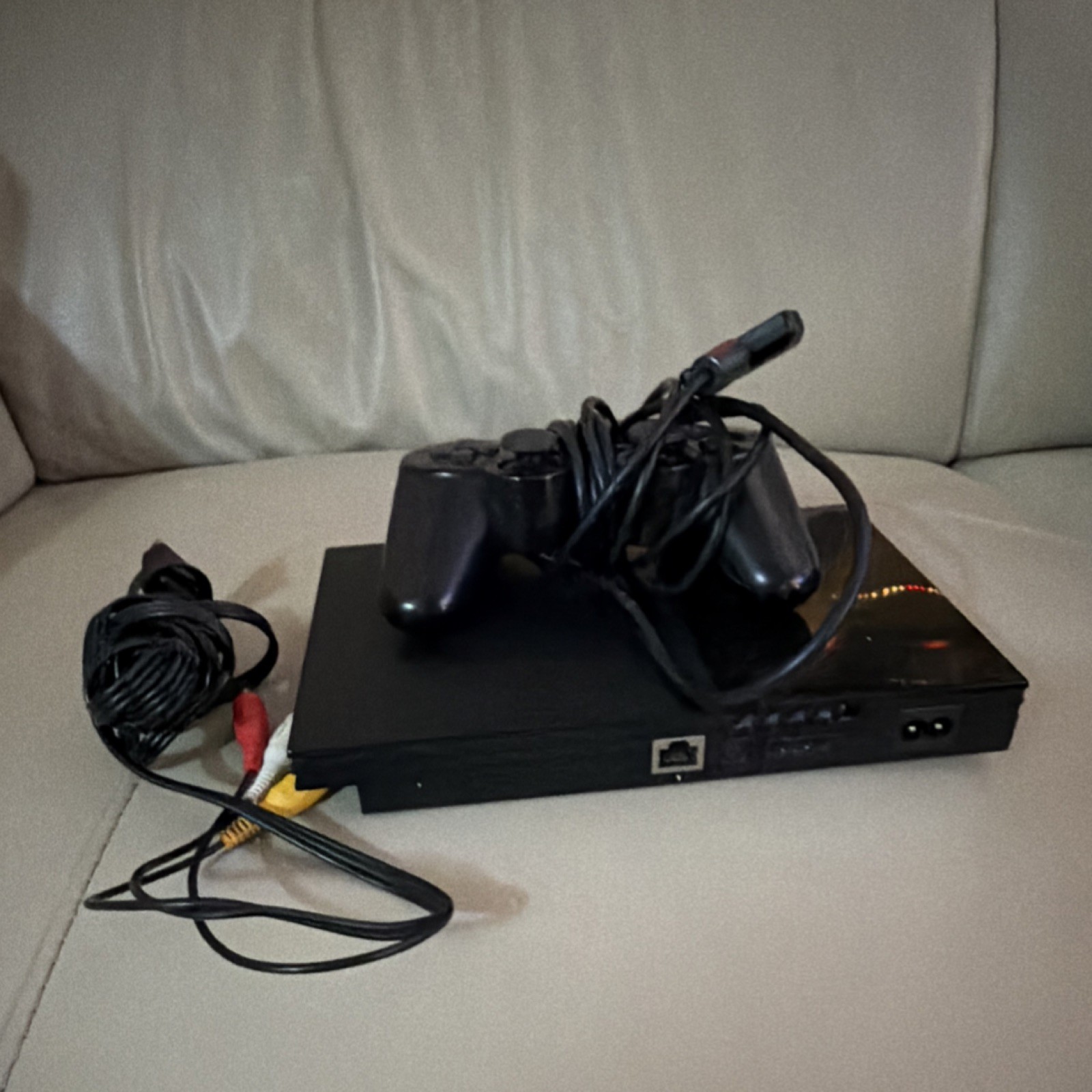 Sony PlayStation 2 Slim Console Black &1 Controller & RCA cable (NO POWER CABLE)